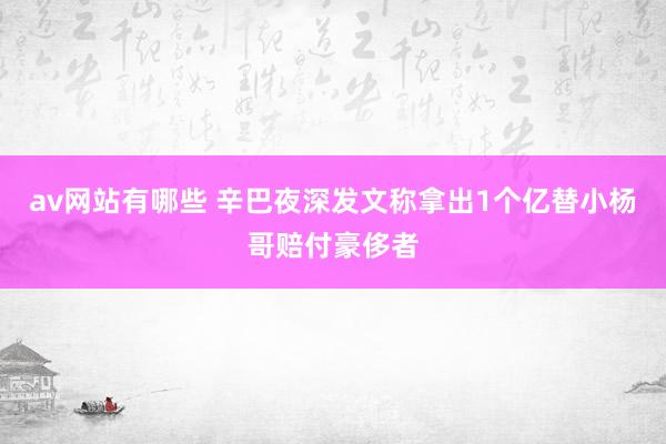 av网站有哪些 辛巴夜深发文称拿出1个亿替小杨哥赔付豪侈者