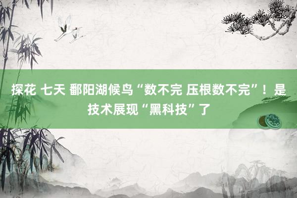 探花 七天 鄱阳湖候鸟“数不完 压根数不完”！是技术展现“黑科技”了