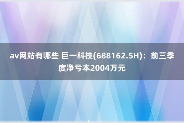 av网站有哪些 巨一科技(688162.SH)：前三季度净亏本2004万元