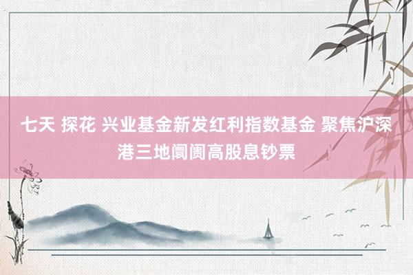 七天 探花 兴业基金新发红利指数基金 聚焦沪深港三地阛阓高股息钞票