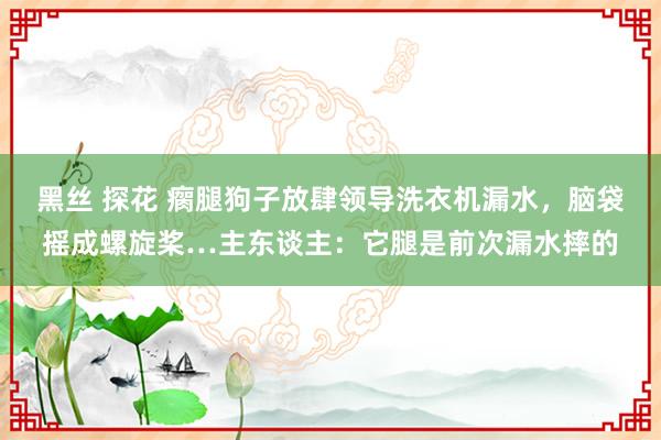 黑丝 探花 瘸腿狗子放肆领导洗衣机漏水，脑袋摇成螺旋桨…主东谈主：它腿是前次漏水摔的