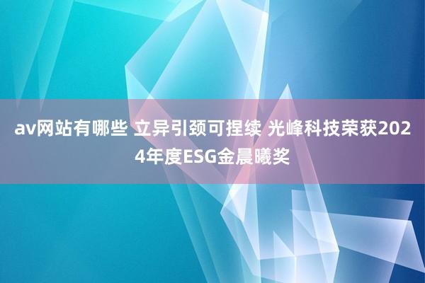 av网站有哪些 立异引颈可捏续 光峰科技荣获2024年度ESG金晨曦奖