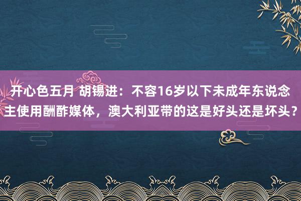 开心色五月 胡锡进：不容16岁以下未成年东说念主使用酬酢媒体，澳大利亚带的这是好头还是坏头？