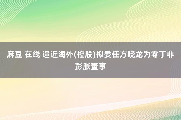 麻豆 在线 逼近海外(控股)拟委任方晓龙为零丁非彭胀董事