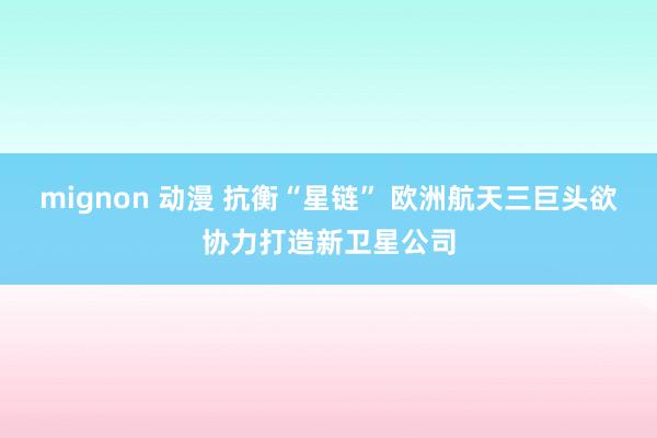 mignon 动漫 抗衡“星链” 欧洲航天三巨头欲协力打造新卫星公司