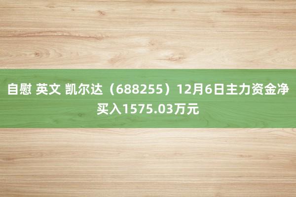 自慰 英文 凯尔达（688255）12月6日主力资金净买入1575.03万元