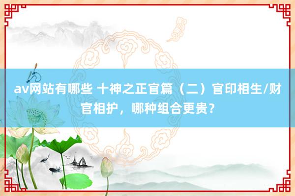 av网站有哪些 十神之正官篇（二）官印相生/财官相护，哪种组合更贵？